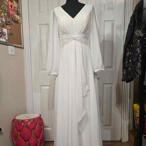 Size 8 Medium White Chiffon Wedding Dress Gown Formal